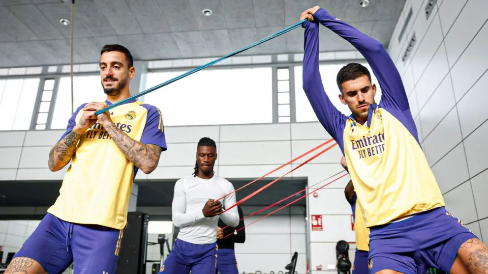 Futbolistas del conjunto blanco en una sesión física. Foto: Real Madrid.