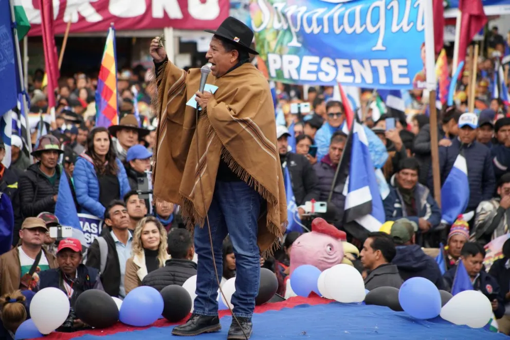 El vicepresidente David Choquehuanca durante su intervención en el congreso del MAS, organizado por el ala "arcista". Foto: ABI