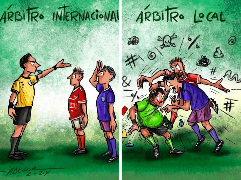 Una genial ilustración de Abecor para reflejar el actual momento del arbitraje nacional.