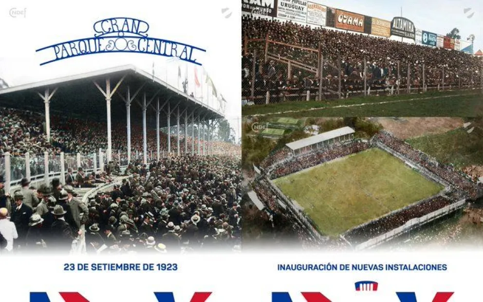 La evolución que tuvo el legendario estadio Parque Central de Montevideo. Foto: Nacional