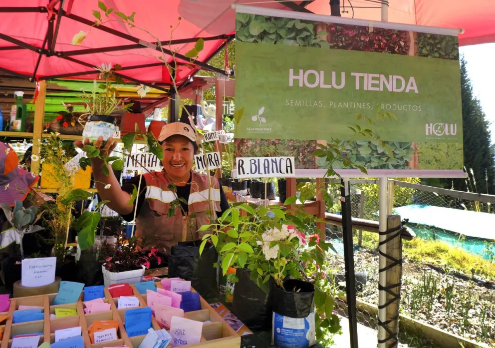 Una de las tiendas del Huerto Orgánico Lak’a Uta.       Foto: Fundación Alternativas