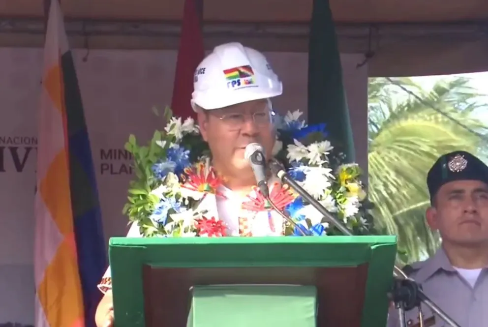 El presidente Arce durante un acto en Trinidad, Beni. Foto: Captura de video