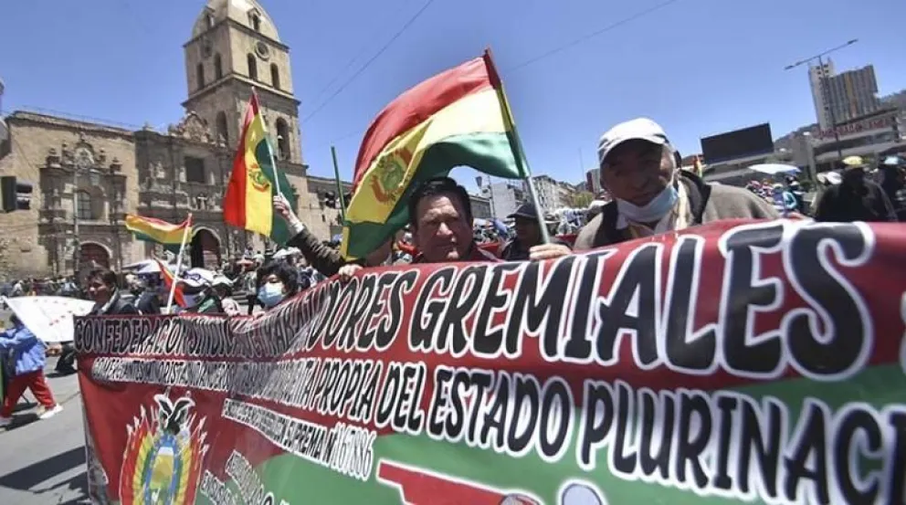 Gremiales protestan en las calles de La Paz. Foto: Los Tiempos (referencial)
