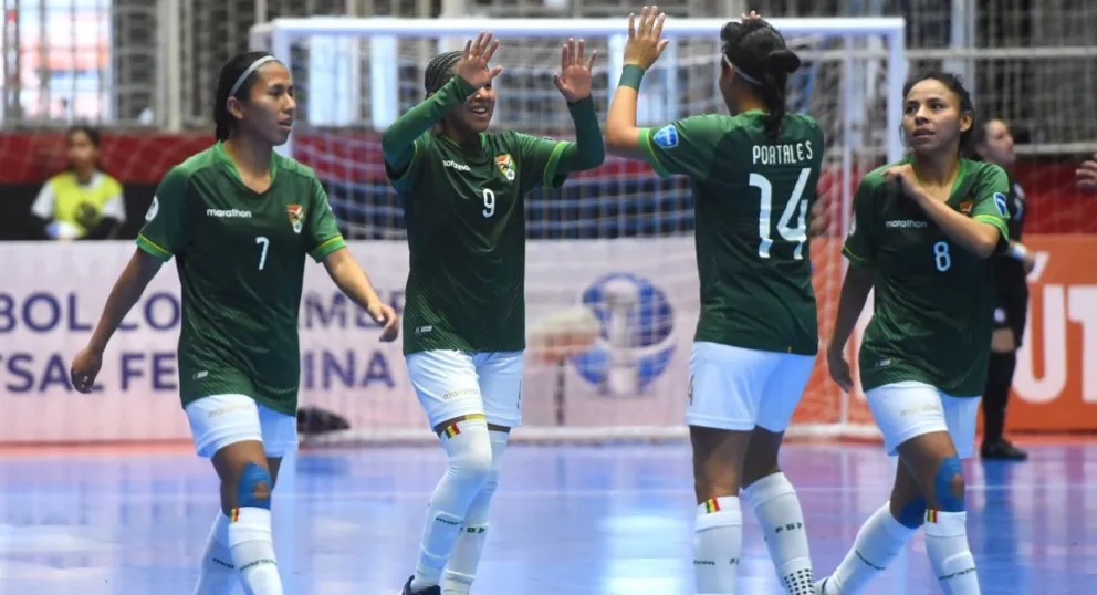 La selección femenina festeja en la Copa América de 2023 en Brasil. Foto: Conmebol.