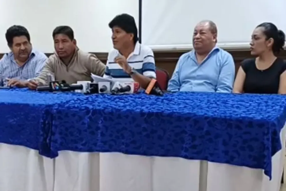 Evo Morales durante la conferencia de prensa de hoy. Foto: Captura de video