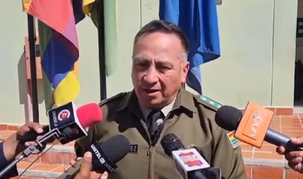 Comandante departamental de Policía La Paz, Edgar José Cortez Albornoz.   Foto: Captura Policía Boliviana. 