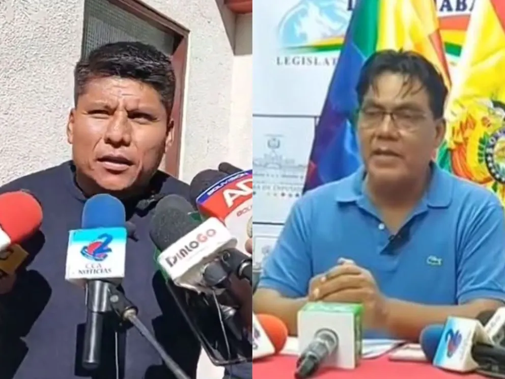 El senado Loza y el diputado Arce en sus intervenciones de este lunes. Foto: Composición Visión 360, captura de video.