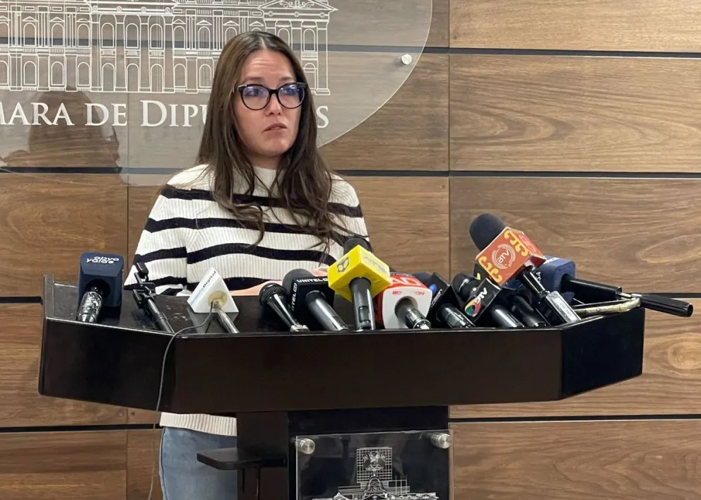 La diputada Campero, en rueda de prensa. Foto: Prensa Luciana Campero