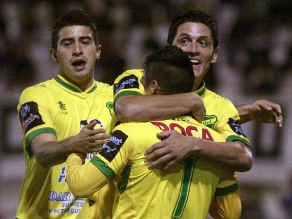 El festejo de los jugadores de Defensa y Justicia, empataron esta noche con el DIM. (Foto Defensa y Justicia)