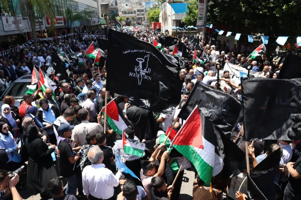 Palestinos recuerdan la expulsión de más de 700 mil personas durante la guerra árabe-israelí de 1948. Foto: EFE / EPA