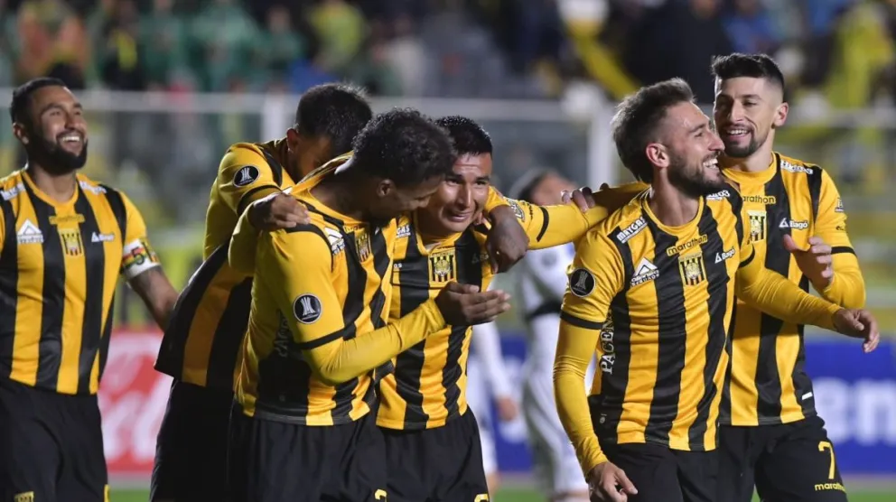 la alegría atigrada por la goleada y la clasificación a los octavos de final de la Libertadores. Foto: APG.