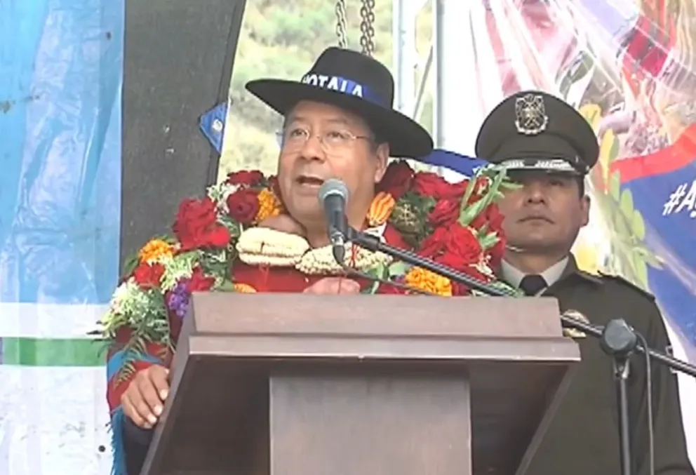 El primer mandatario estuvo en Yotala, Chuquisaca. Foto: Captura de video