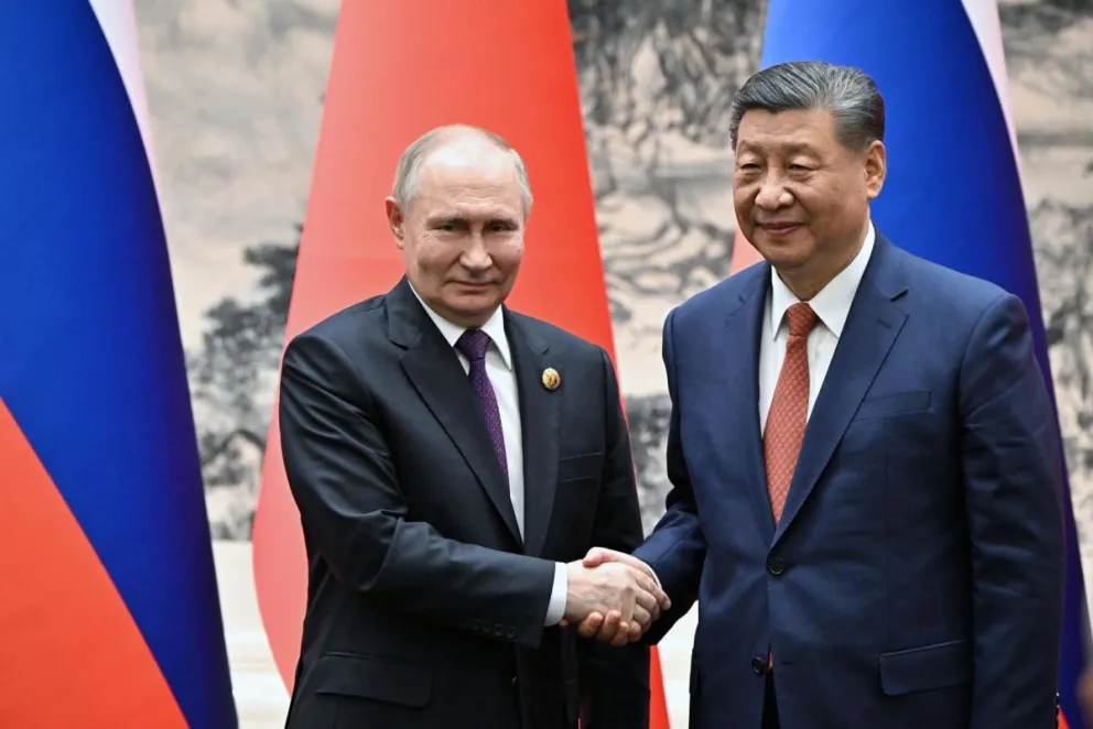 Los líderes chino y ruso, Xi Jinping y Vladímir Putin, en una imagen del día 15 de mayo. Foto: EFE 