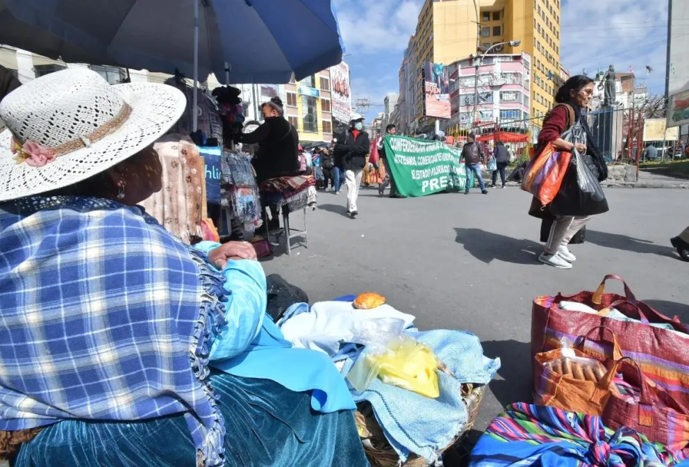 La marcha de gremiales hoy en La Paz. Foto: APG