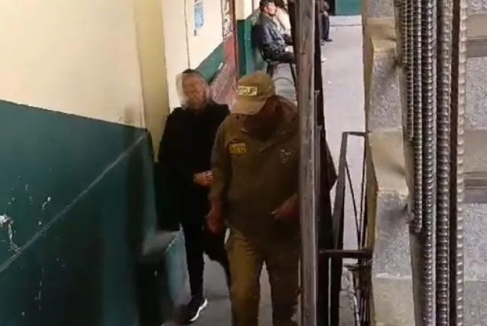 Paula G., representante de la empresa Gerimex, en la FELCC, en La Paz. Foto: Erbol