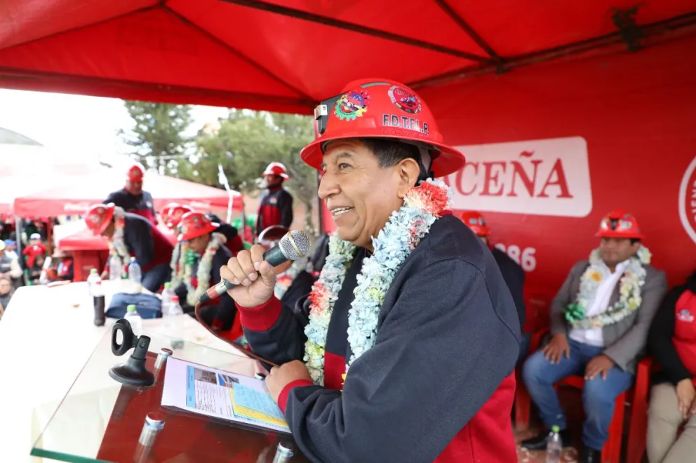 El vicepresidente Choquehuanca da su discurso, este sábado. Foto: Vicepresidencia