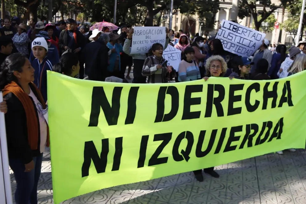 Las marchas de los gremialistas en La Paz, este lunes. Foto: APG