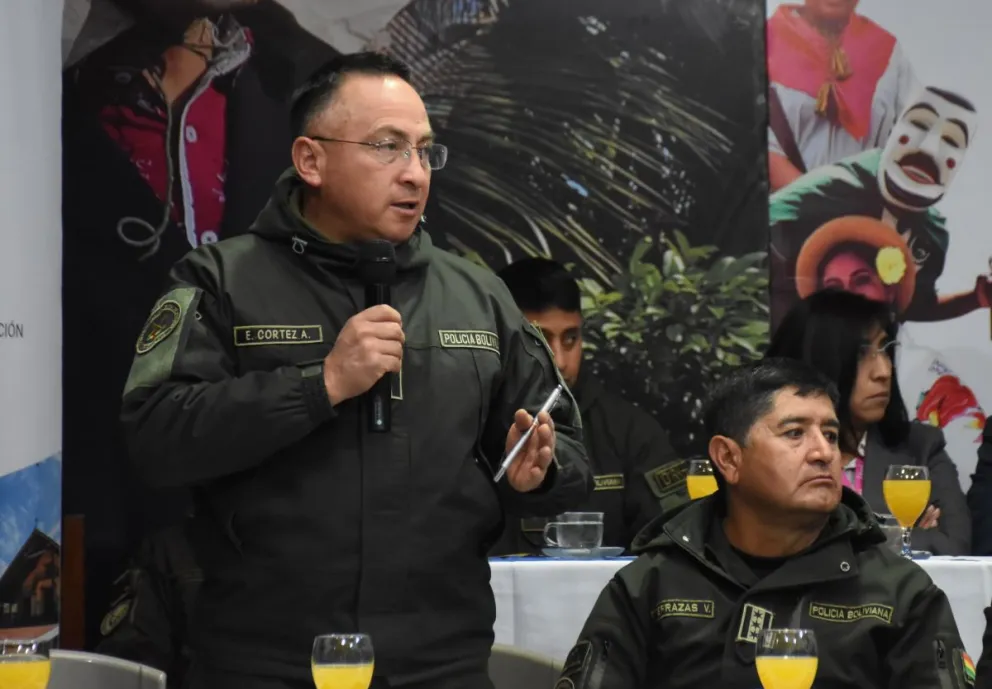 El comandante departamental de la Policía de La Paz, Edgar Cortez, este martes. Foto: ABI
