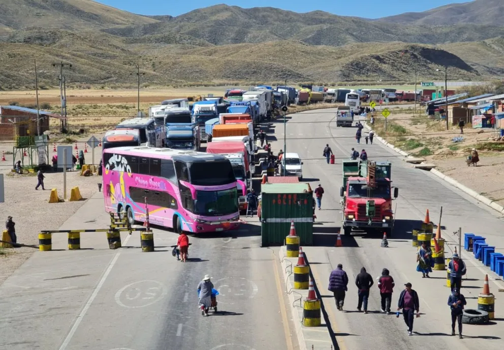 Un punto de bloqueo durante esta jornada. Foto: Visión 360