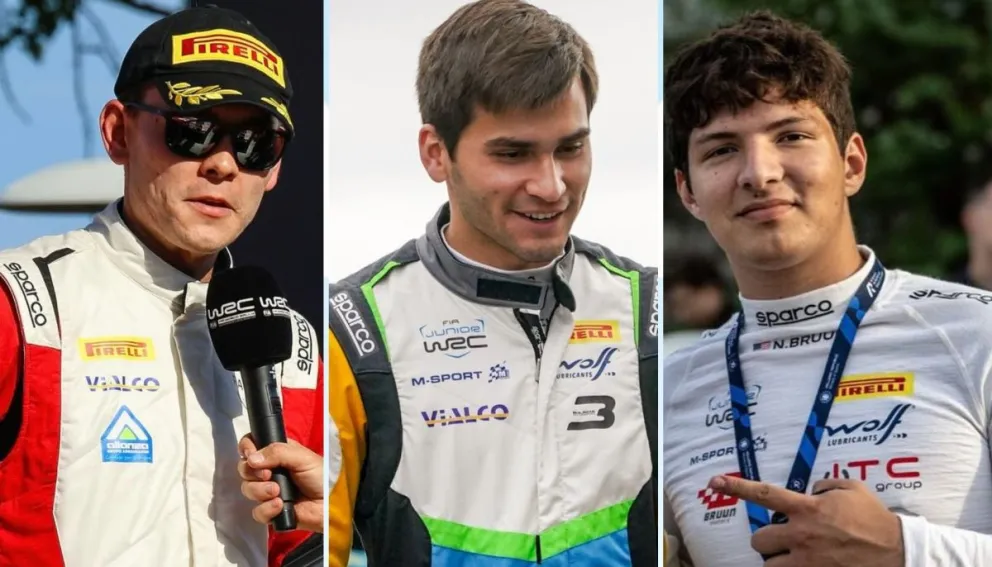 Marco Bulacia (izq.), su hermano Bruno y Bruun correrán en Italia.