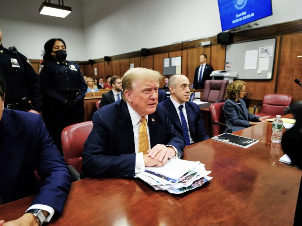 El expresidente estadounidense Donald Trump en la Corte Suprema de Nueva York. Foto: EFE
