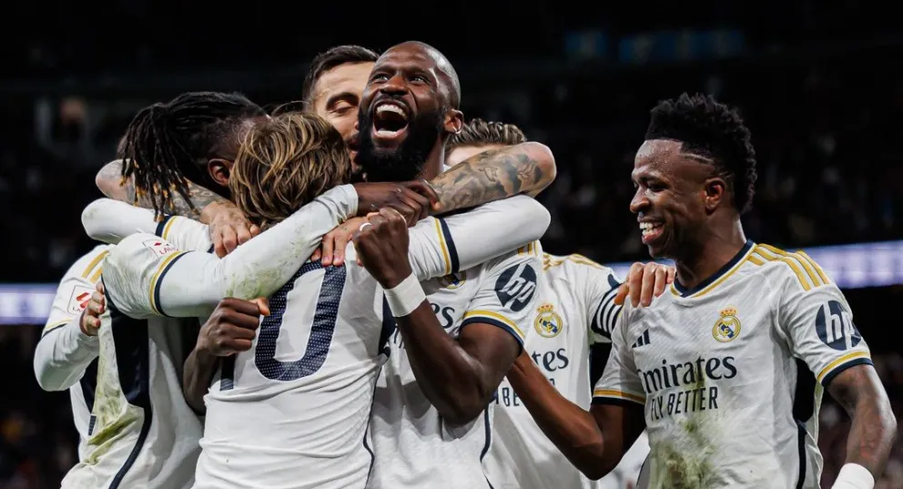 Jugadores del club blanco celebran en un pasado partido. Foto: Real Madrid.