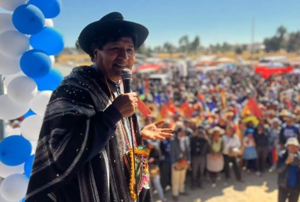 Evo Morales en una concentración, el jueves. Foto: Facebook del exmandatario 