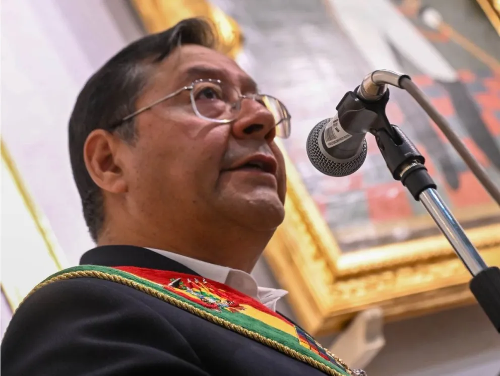 El presidente Luis Arce durante un discurso. Foto: Facebook del mandatario