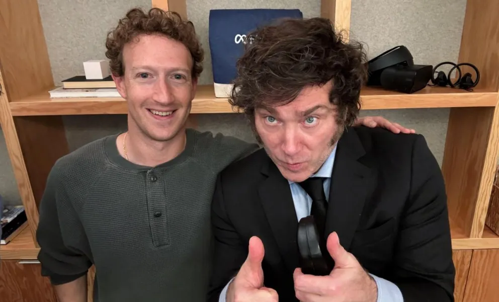 Javier Milei con el fundador de Facebook, Mark Zuckerberg. Foto: @JMilei
