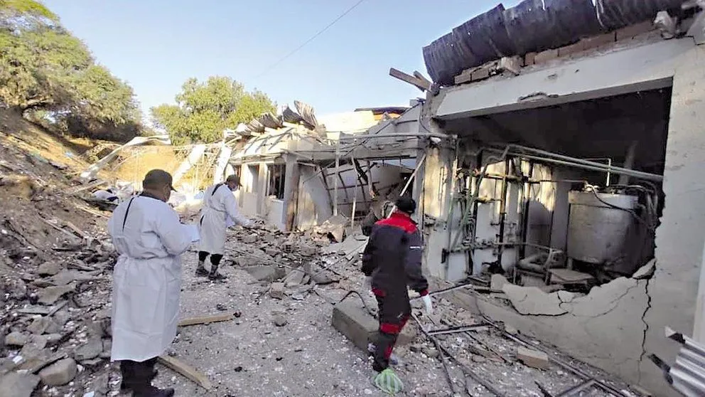 Efectivos de la Policía trabajan en el lugar de la explosión. Foto: Policía Boliviana/Unitel