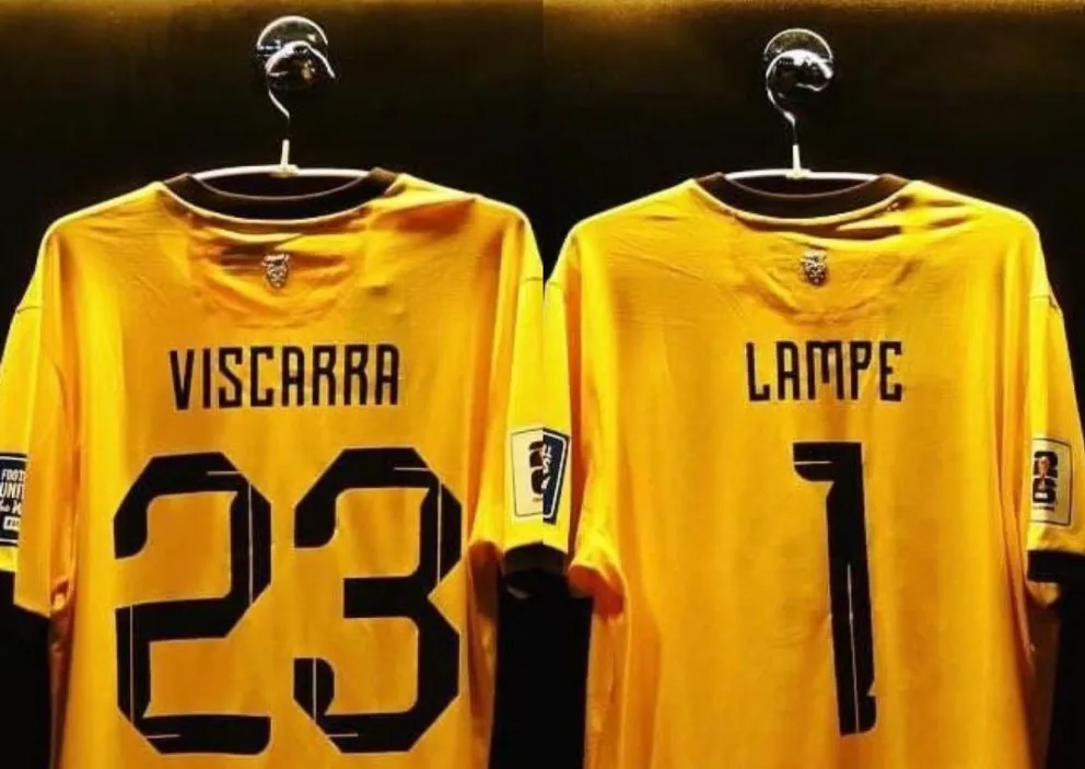 Las camisetas de Viscarra y Lampe para un partido de eliminatorias. Foto: FBF