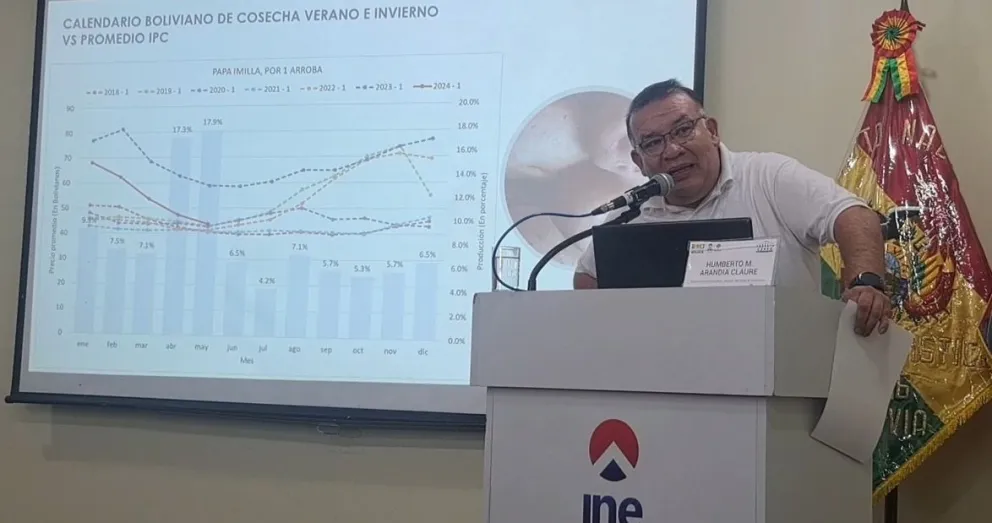 El director del INE, Humberto Arandia, durante la conferencia de prensa que ofreció en esta jornada. Foto: INE