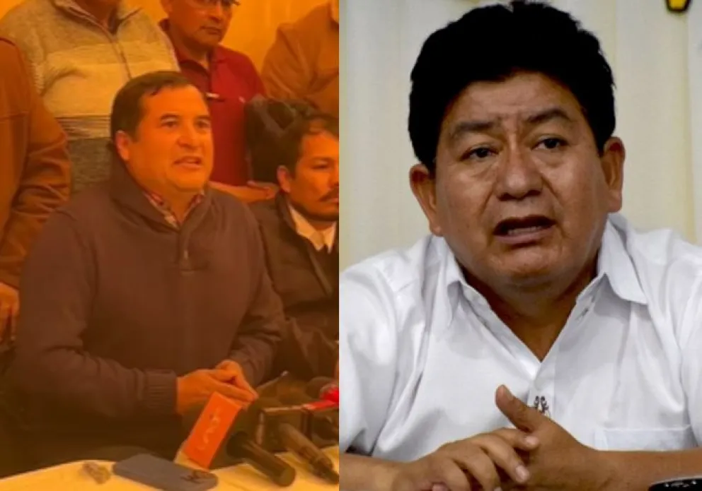 Héctor Mercado, dirigente del transporte pesado, y el ministro de Obras Públicas, Édgar Montaño. Foto. Composición.