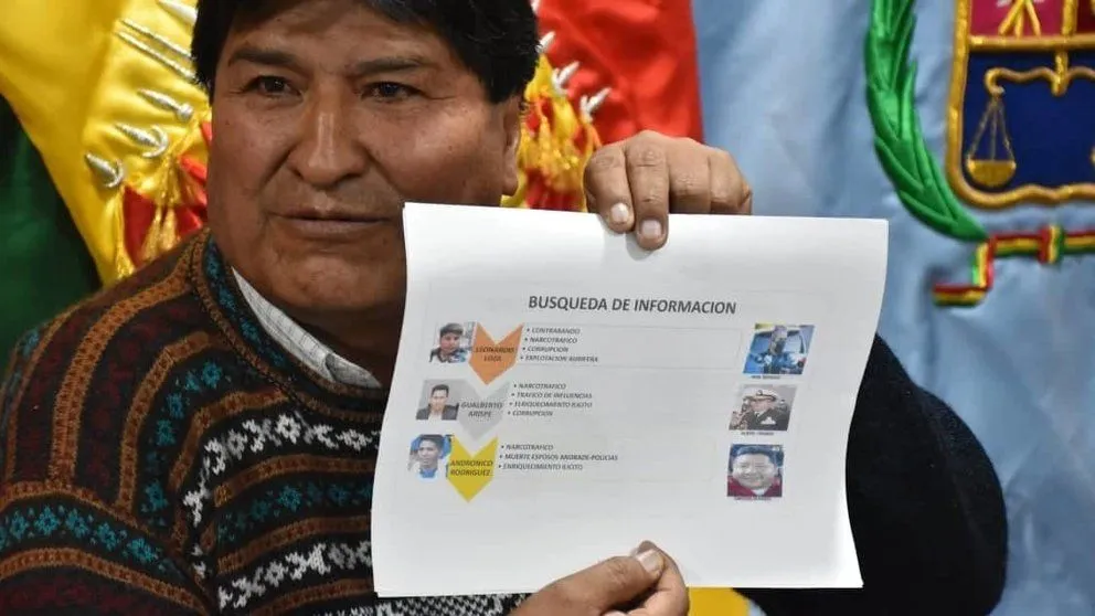 Evo Morales, durante la denuncia de un supuesto "Plan Negro" en su contra. Foto: Periódico Opinión