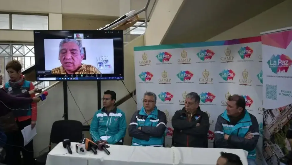 El alcalde Arias durante la conferencia virtual. Foto: AMUN