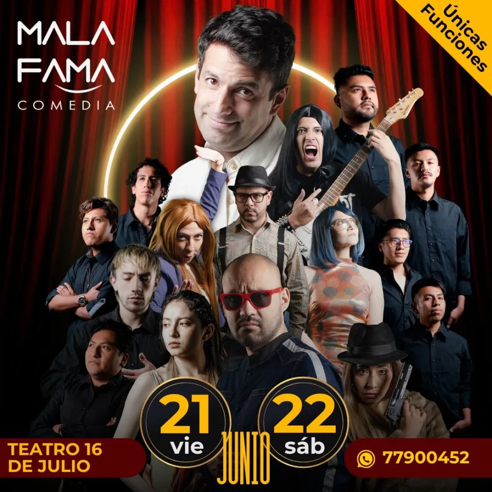 Afiche de los espectáculos de Mala Fama Comedia.   FOTO: Mala Fama Comedia