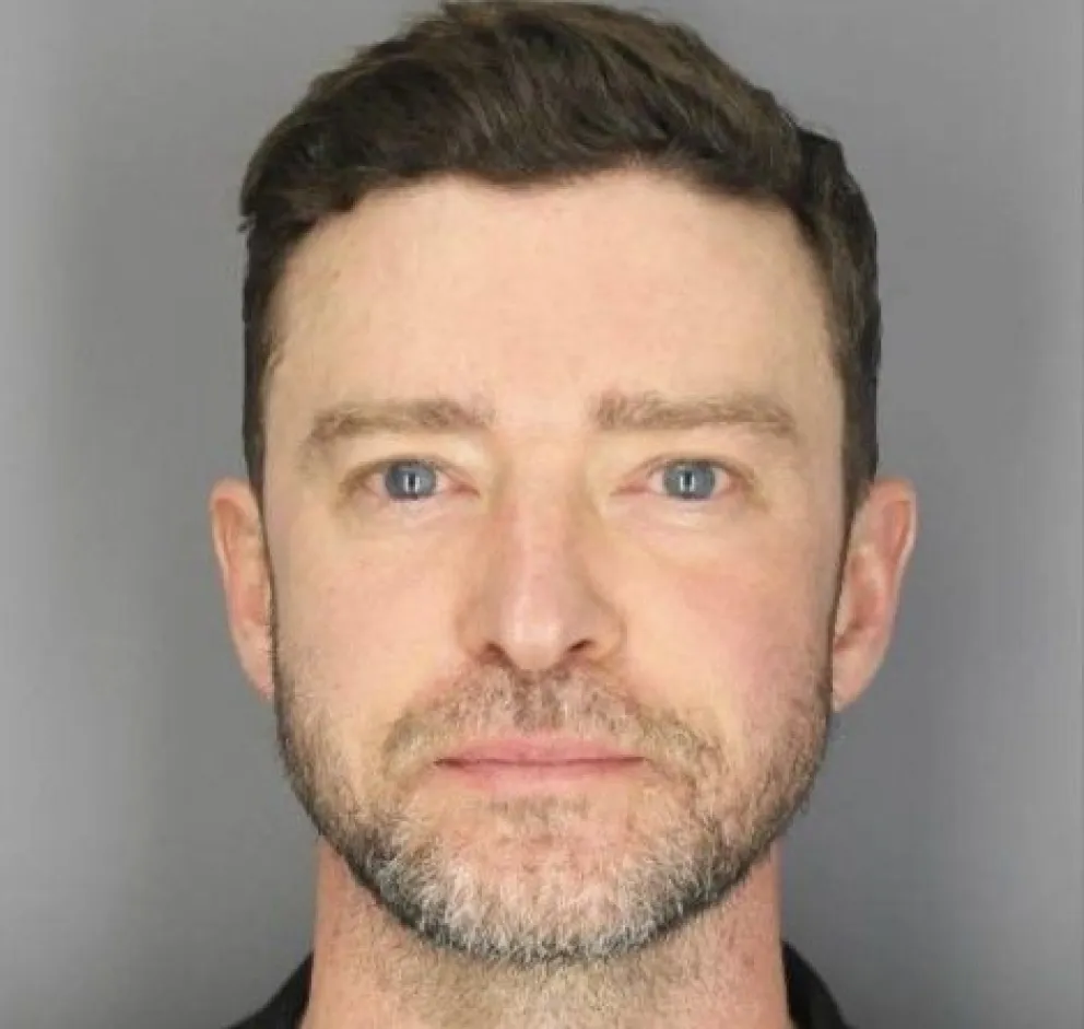 Fotografía tomada por la Policía luego del arresto del cantante y actor Justin Timberlake. Foto: EFE