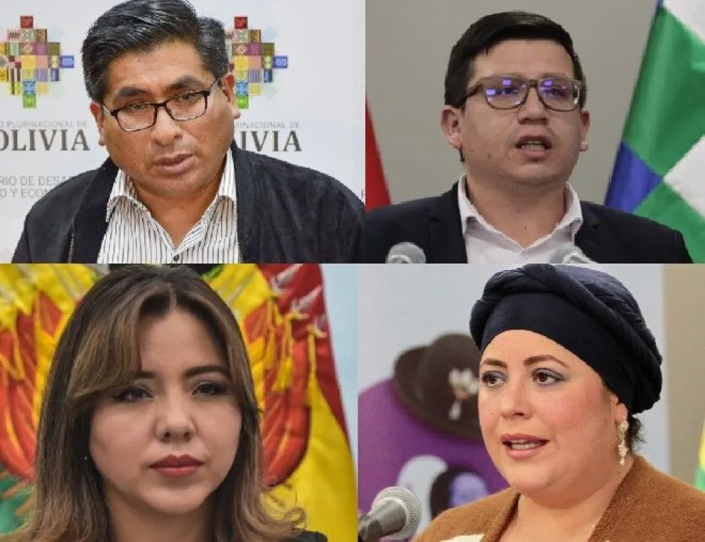 Parte del gabinete del Gobierno del presidente Luis Arce. Foto: Composición