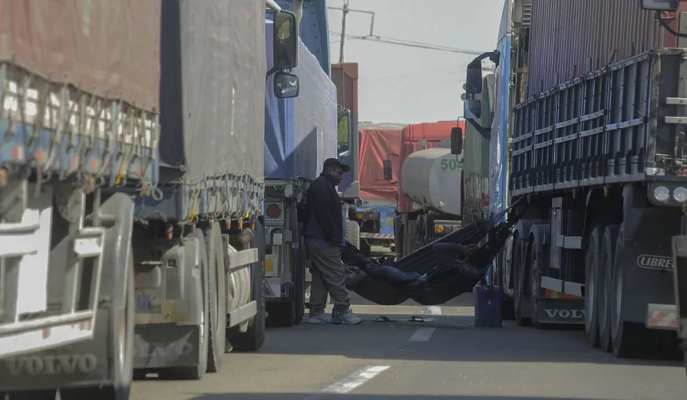 Un anterior bloqueo de carreteras en Yapacaní. Foto: APG