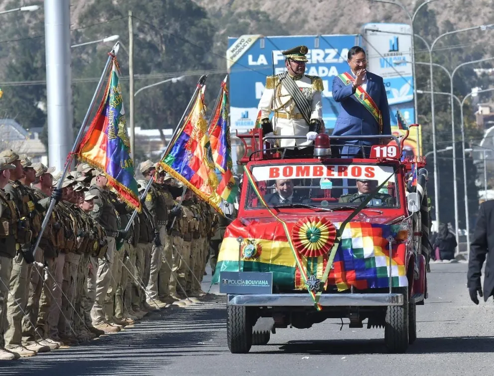 El presidente durante al acto por el aniversario de la Policía. Foto: APG