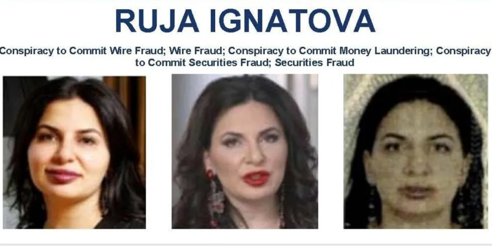 La alemana Ruja Ignatova, acusada de conspiración para cometer fraude electrónico. Foto: EFE / FBI