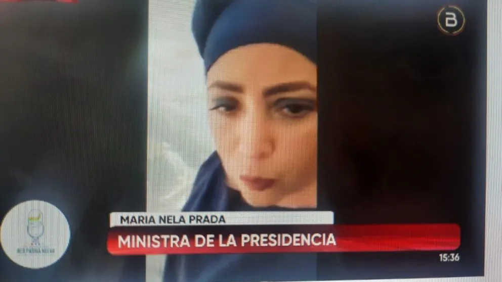 La ministra de la Presidencia, María Nela Prada. Foto: Captura BTV