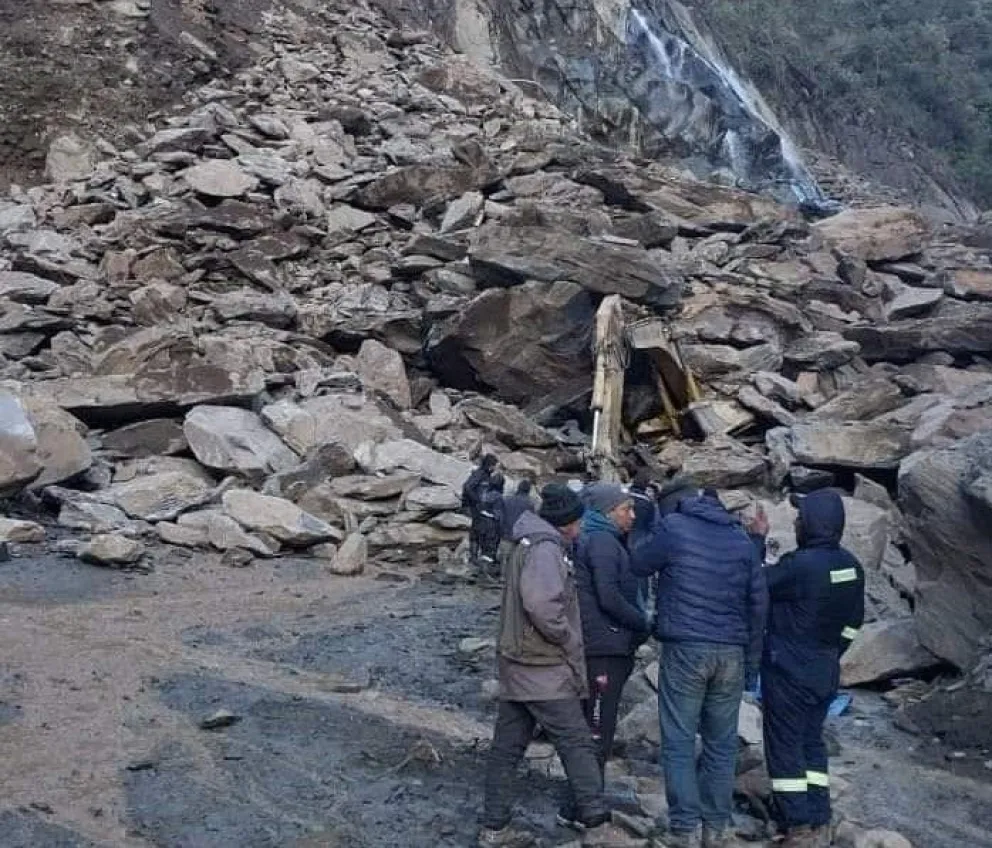 Una foto del derrumbe en la mina, en Sorata, La Paz. Foto: RRSS