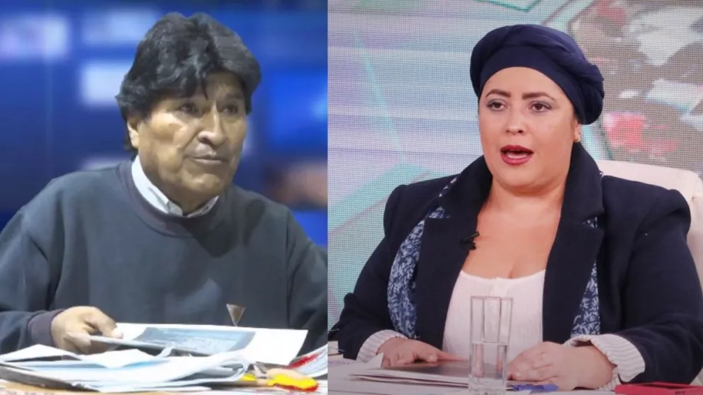 El expresidente Evo Morales y la ministra de la Presidencia, María Nela Prada. Foto: Capturas K. Coca y Bolivia TV
