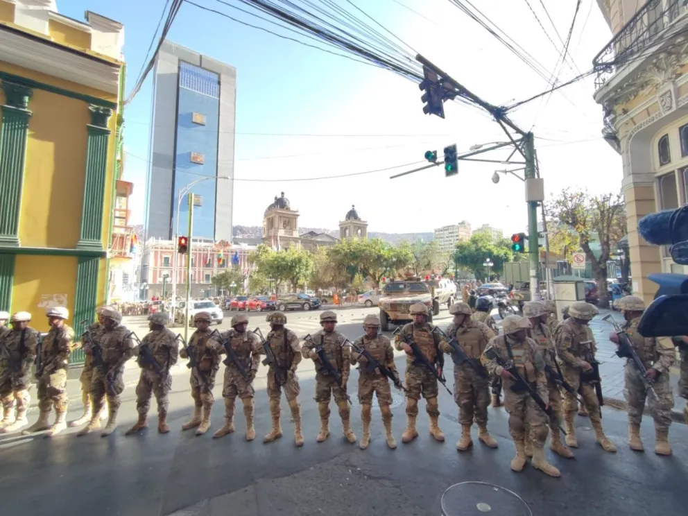 La revuelta militar, liderada por el general Zúñiga, se registró el pasado 26 de junio en plaza Murillo de la ciudad de La Paz. Foto: Visión 360