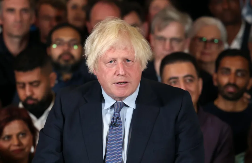 El exprimer ministro británico Boris Johnson en un evento de campaña electoral. Foto: EFE