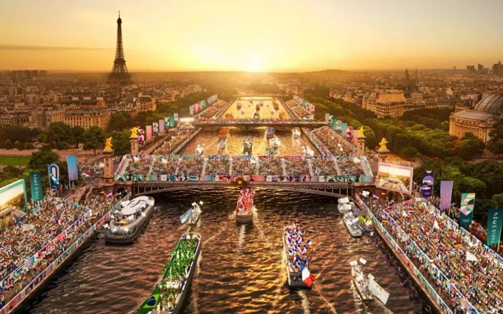 Una espectacular imagen de cómo sería la ceremonia de inauguración de los Juegos Olímpicos. Sitio oficial París 2024