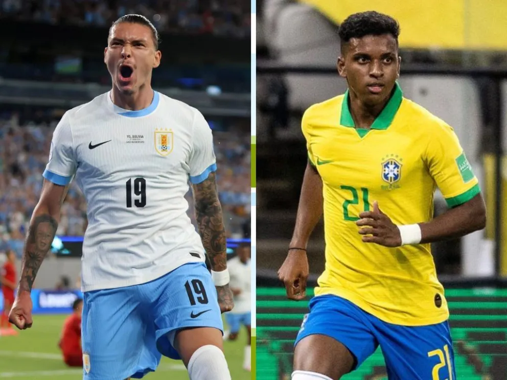 Núñez y Rodrygo, el duelo de goleadores que se tendrá en el choque entre Brasil y Uruguay. Fotos:EFE