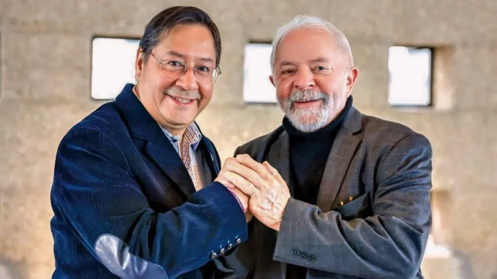 Luis Arce con Lula en un encuentro anterior. Foto: Cancillería de Bolivia
