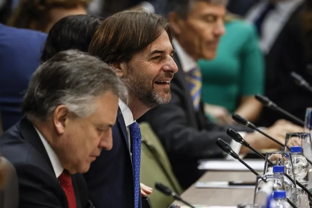El presidente de Uruguay, Luis Alberto Lacalle Pou, en la cita de Mercosur. Foto: EFE